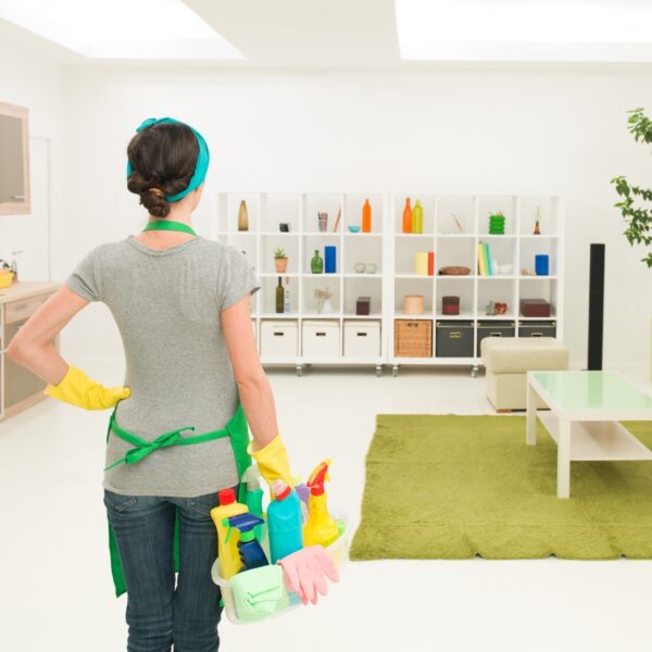 woman cleaning home